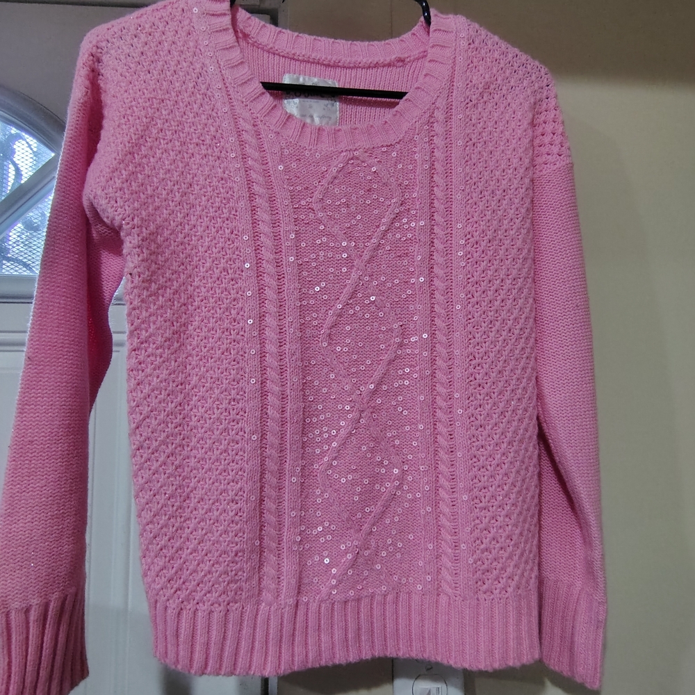Justice Pink Knit Sweater with Sequins